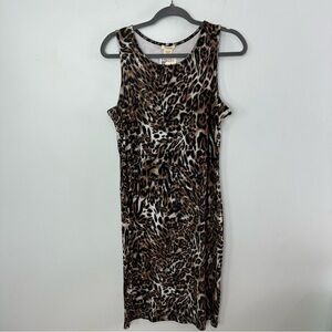 Yelete Size 2XL Leopard Print Sleeveless Bodycon Dress Black, Brown, Cream NWT